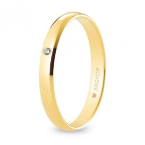 Alianza de boda oro y diamante media caña 3 mm confort (A30CP1D)