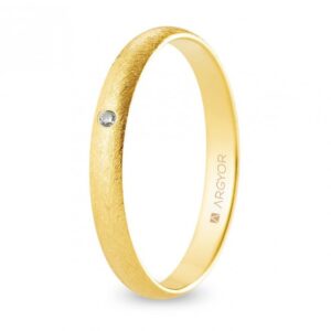 Alianza de boda oro y diamante media caña 3 mm confort acabado hielo (A30CH1D)