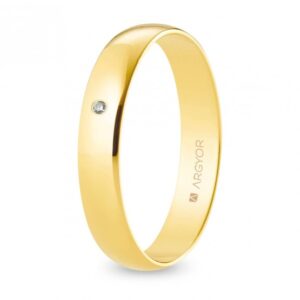 Alianza de boda oro y diamante media caña 4 mm (A40RP1D)