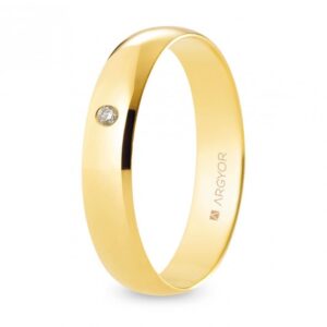 Alianza de boda oro y diamante media caña 4,5 mm confort (A45CP1D)