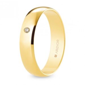 Alianza de boda oro y diamante media caña 5 mm (A50RP1D)