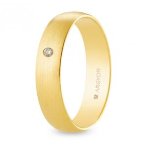 Alianza de boda oro y diamante media caña 5 mm satinada (A50RS1D)
