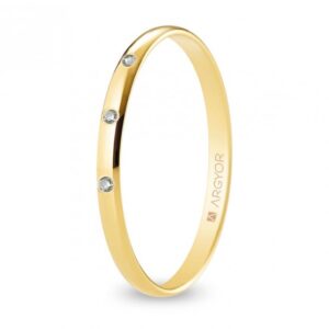 Alianza de boda oro y diamantes media caña 2 mm (A20RP3D)
