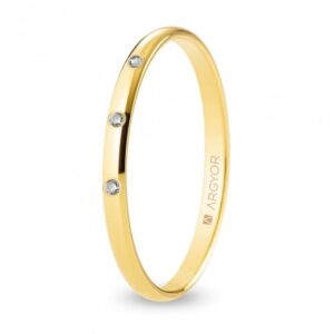 Alianza de boda oro y diamantes media caña 2 mm confort (A20CP3D)