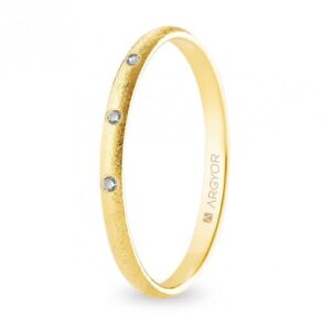 Alianza de boda oro y diamantes media caña 2 mm confort acabado hielo (A20CH3D)