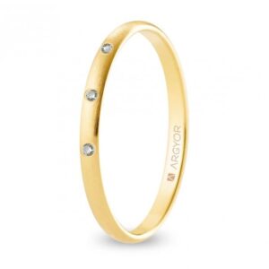 Alianza de boda oro y diamantes media caña 2 mm confort satinada (A20CS3D)
