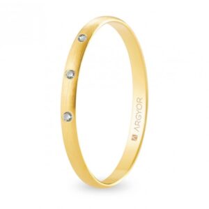 Alianza de boda oro y diamantes media caña 2 mm satinada (A20RS3D)