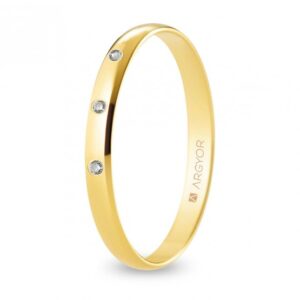 Alianza de boda oro y diamantes media caña 2,5 mm (A25RP3D)