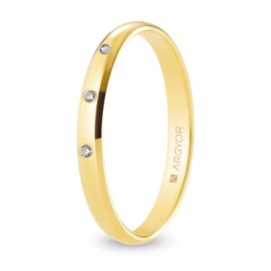 Alianza de boda oro y diamantes media caña 2,5 mm confort (A25CP3D)