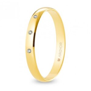 Alianza de boda oro y diamantes media caña 3 mm (A30RP3D)