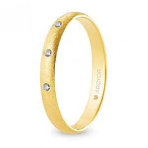 Alianza de boda oro y diamantes media caña 3 mm acabado hielo (A30RH3D)