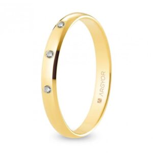 Alianza de boda oro y diamantes media caña 3 mm confort (A30CP3D)