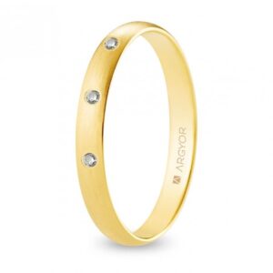 Alianza de boda oro y diamantes media caña 3 mm confort satinada (A30CS3D)