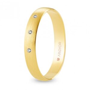Alianza de boda oro y diamantes media caña 3 mm satinada (A30RS3D)
