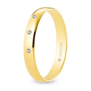 Alianza de boda oro y diamantes media caña 3,5 mm (A35RP3D)