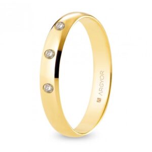 Alianza de boda oro y diamantes media caña 3,5 mm confort (A35CP3D)