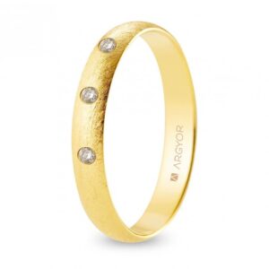Alianza de boda oro y diamantes media caña 3,5 mm confort acabado hielo (A35CH3D)