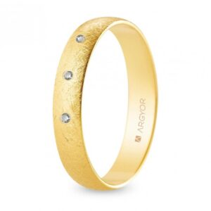 Alianza de boda oro y diamantes media caña 4 mm acabado hielo (A40RH3D)
