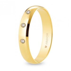 Alianza de boda oro y diamantes media caña 4 mm confort (A40CP3D)