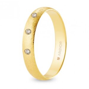 Alianza de boda oro y diamantes media caña 4 mm confort acabado hielo (A40CH3D)