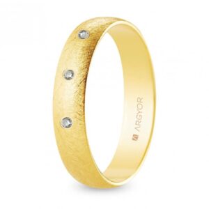 Alianza de boda oro y diamantes media caña 4,5 mm acabado hielo (A45RH3D)