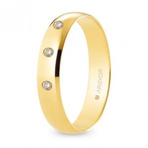 Alianza de boda oro y diamantes media caña 4,5 mm confort (A45CP3D)