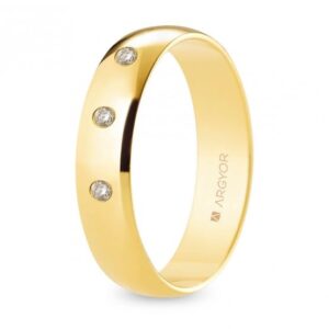 Alianza de boda oro y diamantes media caña 5 mm (A50RP3D)