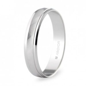 Alianza de boda oro blanco 4mm rombos (5B40501)