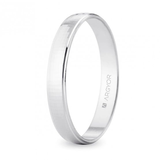 Alianza de oro blanco facetada bola de espejos" 3mm (5B30502)"