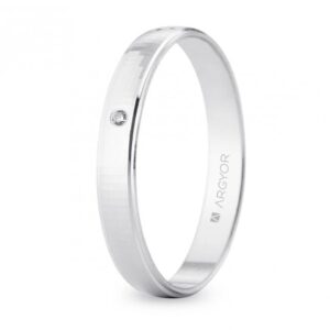 Alianza de oro blanco facetada bola de espejos" (5B30502D)"