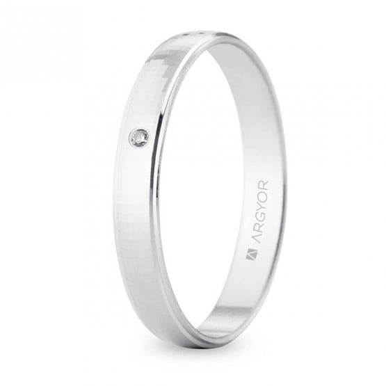 Alianza de oro blanco facetada bola de espejos" (5B30502D)"