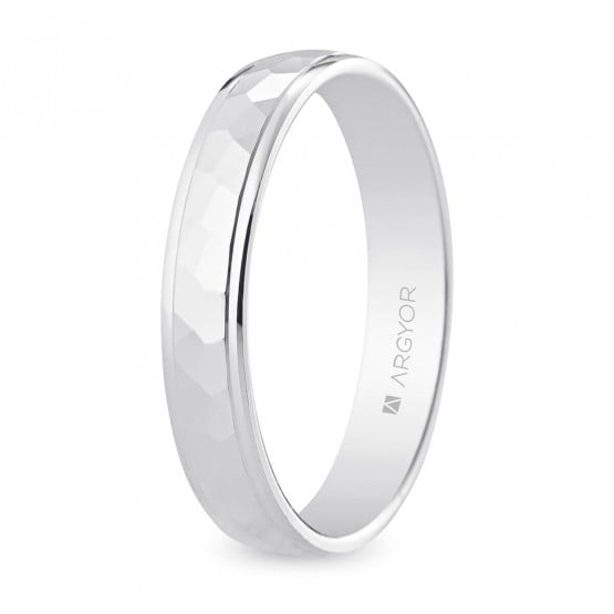 Alianza de oro blanco facetada brillante 4mm (5B40544)