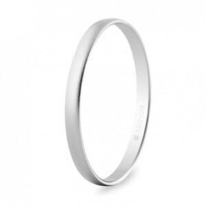 Alianza de boda oro blanco de media caña 2mm arena (5B201M)