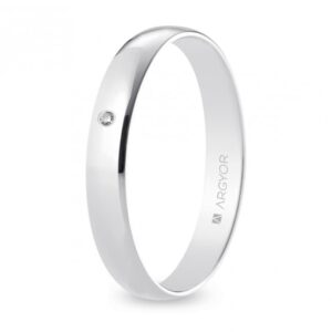 Alianza oro blanco clásica acabado brillo con diamante (5B353D)