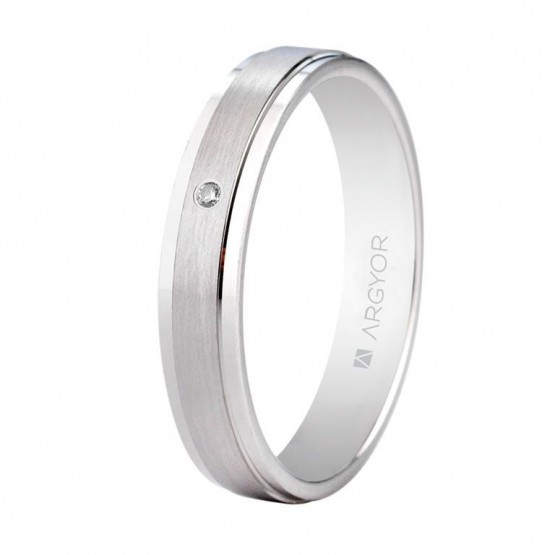 Alianza oro blanco 4mm con diamante (5B40397D)