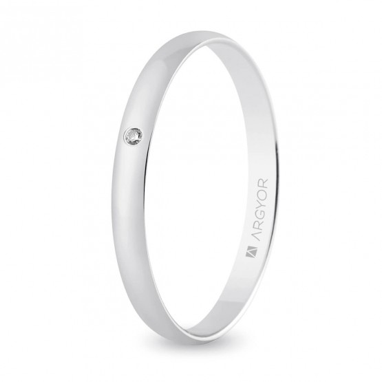 Alianza oro blanco y diamante clásica 2,5 mm (5B253D)