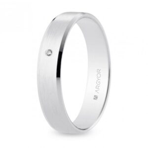 Alianza oro blanco con diamante satinada-brillo (5B40493D)