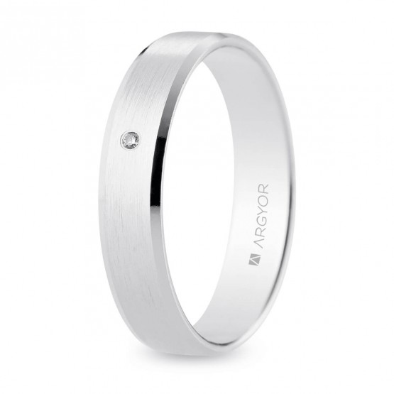 Alianza oro blanco con diamante satinada-brillo (5B40493D)