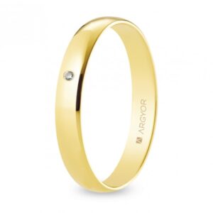 Alianza de oro clásica media caña con diamante (50353D)