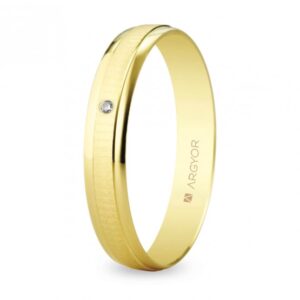 Alianza de boda de oro textura-brillo con diamante (5135495D)