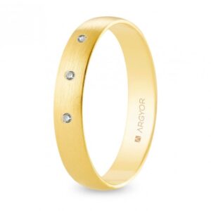 Alianza de boda oro y diamantes media caña 4 mm satinada (A40RS3D)