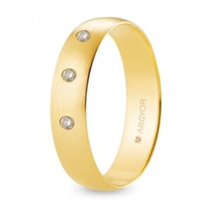 Alianza de boda oro y diamantes media caña 5 mm confort satinada (A50CS3D)