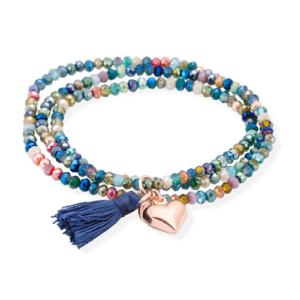 Pulsera Zen Azul con Corazón Rosa - Marina García Joyas
