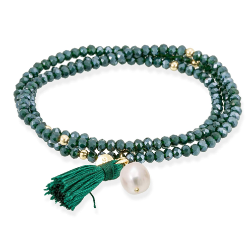 Pulsera Zen Verde con Perla - Marina García Joyas