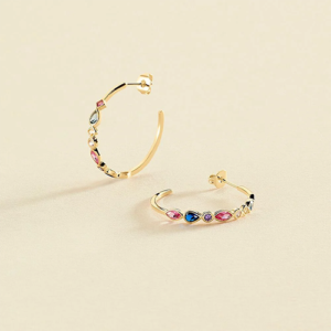 Pendientes Aro Circonitas Dorado - Agatha París María Pombo