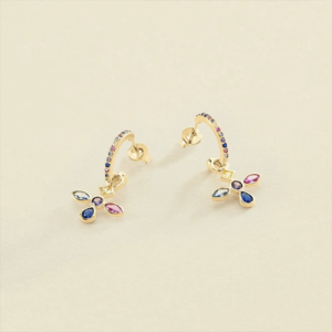 Pendientes Aro Luces Multicolor Dorado - Agatha París María Pombo