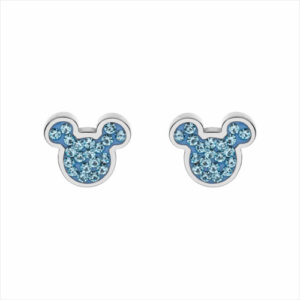 Pendientes Mickey Acero Plateado Piedras Celestes - Disney