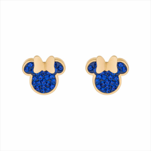 Pendientes Minnie Acero Dorado Piedras Azules - Disney