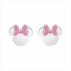 Pendientes Minnie Lazo Rosa Acero Plateado - Disney