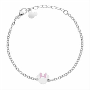 Pulsera Minnie Lazo Rosa Acero Plateado - Disney
